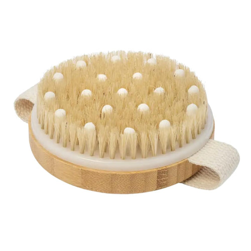 Dry Brushing Body Brush. Exfoliating Brush with Soft Massaging Nodules and Canvas Strap to Reduce Cellulite. Dry Brush for Lymphatic Drainage.